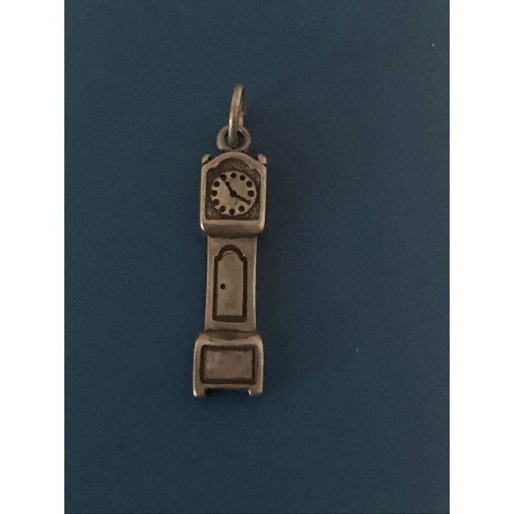 Grandfather Clock Sterling Silver Jewelry Charm #time #clock